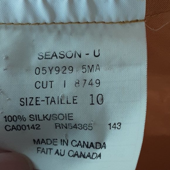 Vintage 100% Silk Sleeveless Top Blouse Yellow Gold, Made in Canada, Size 10 - Picture 7 of 8